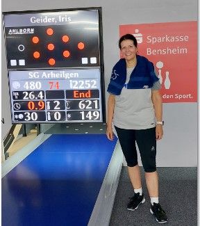 Iris Geider mit neuem Vereinsrekord  621 Kegel / 120 Wurf