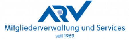 Logo der ARV mit der Aufschrift "Mitgliederverwaltung und Services seit 1969", in Blau auf wei&szlig;em Hintergrund.