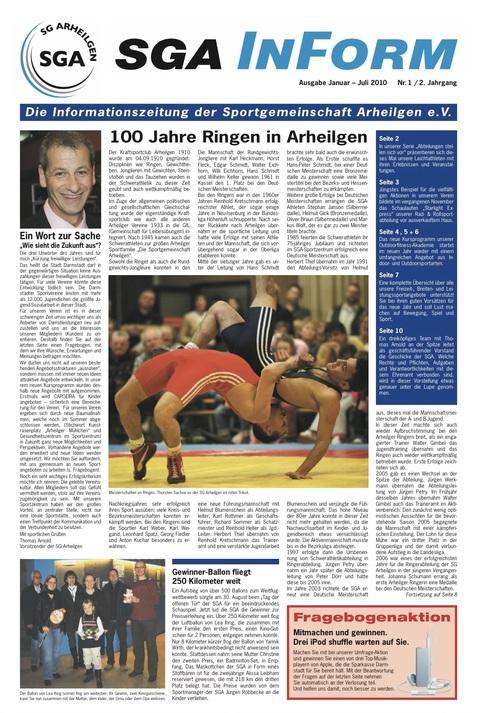 Zeitung mit Artikeln über Ringen und Sportveranstaltungen, darunter ein Portrait und ein Wettkampf-Actionbild.